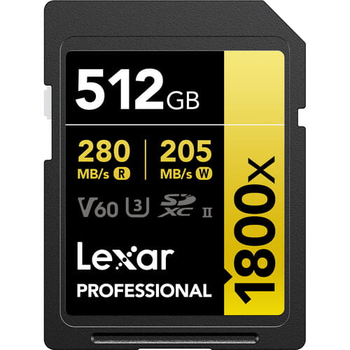 Karta pamięci Lexar SDXC Gold 1800x 512GB (R280/W205)